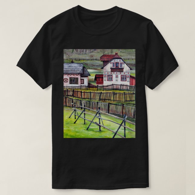 Transsylvania Village, rumänische Landschaftsmaler T-Shirt (Design vorne)