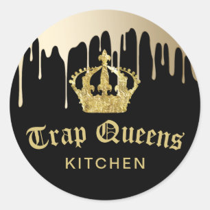 Trap Queens Kitchen Modernes Black & Gold Restaura Runder Aufkleber