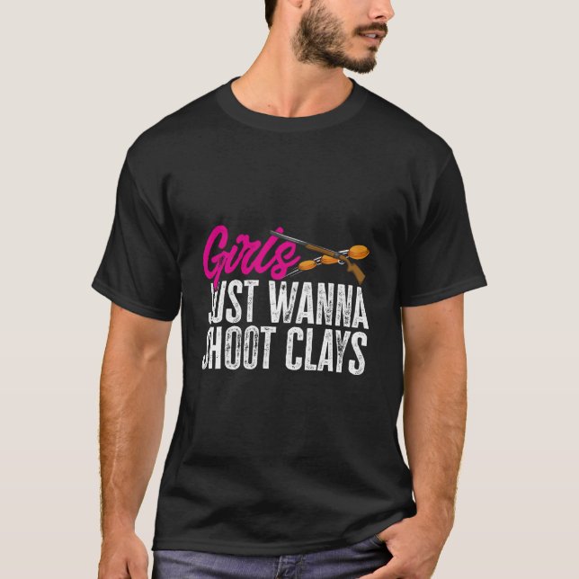 Trap Shooting Just Wanna Shoot Clay Pigeon Shootin T-Shirt (Vorderseite)