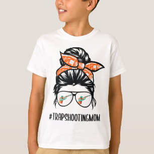 Trap Shooting Mama chaotischen Bun Haar Brille T-Shirt