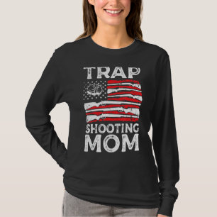 Trap Shooting Mama Gun Rights American Flag Mother T-Shirt