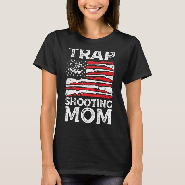 Trap Shooting Mama Gun Rights American Flag Mother T-Shirt (Vorderseite)