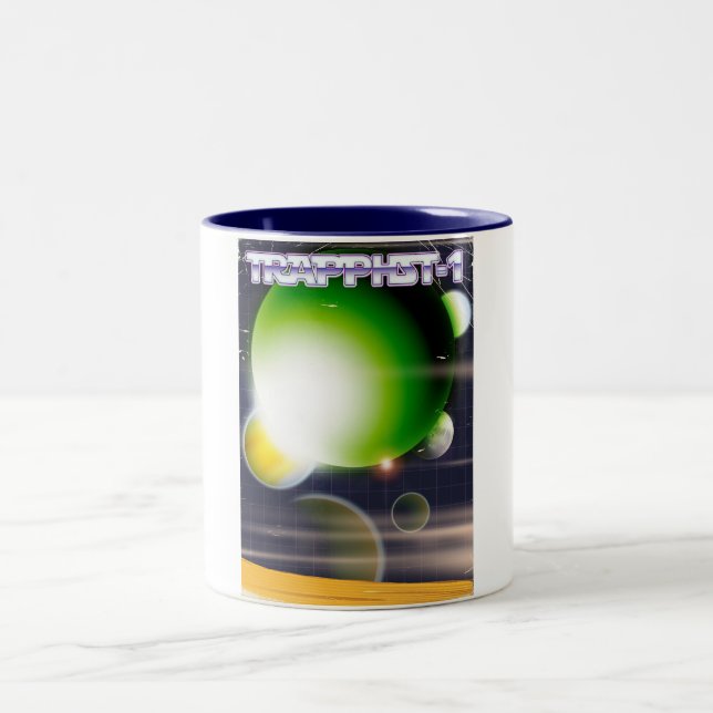 TRAPPIST-1 Science Fiction Poster. Zweifarbige Tasse (Mittel)
