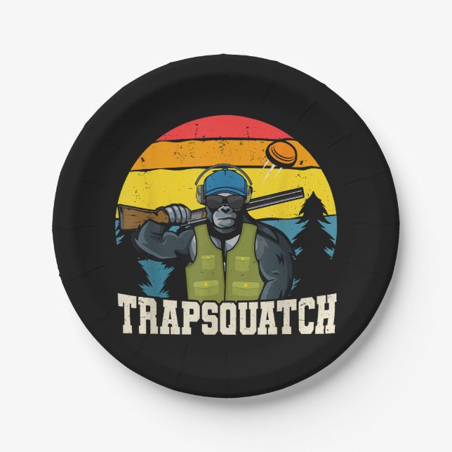 Trapsquatch Bigfoot Funny Clay Falle Shooting Men Pappteller (Vorderseite)
