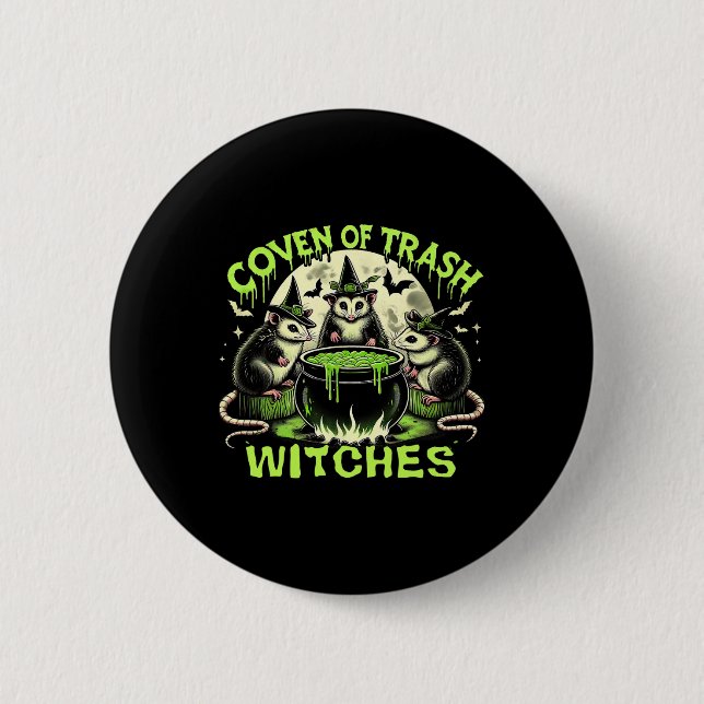 Trash Hexen Opossum Spooky Halloween Button (Vorderseite)