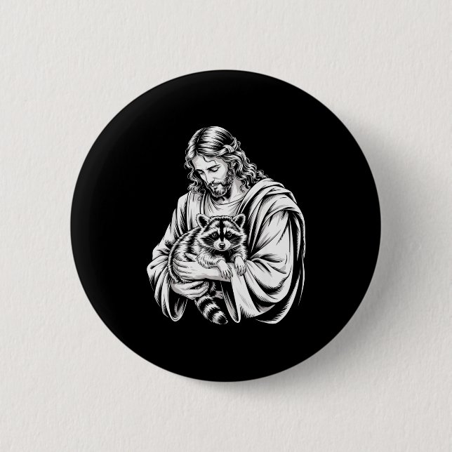 Trash Panda Jesus Raccoon Trashed Racoon Animal Ra Button (Vorderseite)