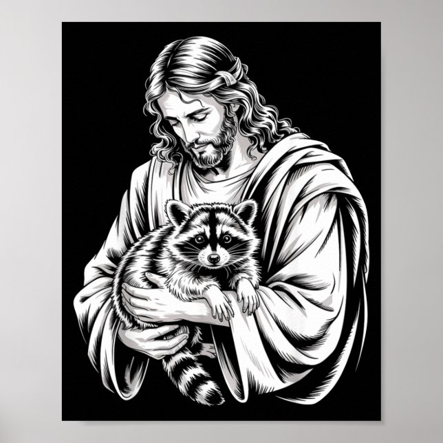 Trash Panda Jesus Raccoon Trashed Racoon Animal Ra Poster (Vorne)