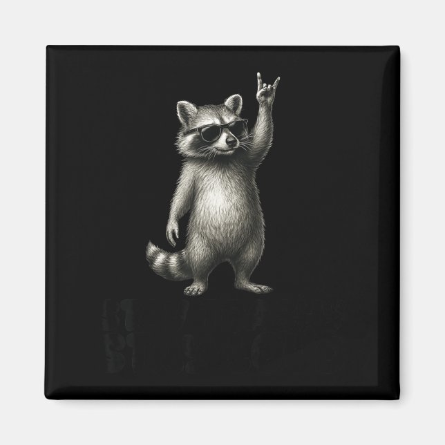 Trash Shades DJ Panda Raccoon Rock Magnet (Vorne)