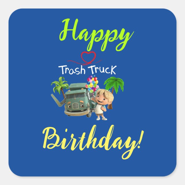 Trash Truck Quadratischer Aufkleber (Vorderseite)