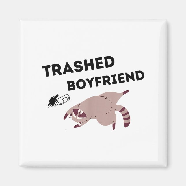 Trashed Boyfriend, Funny Trashed Panda Couples Pre Magnet (Vorne)