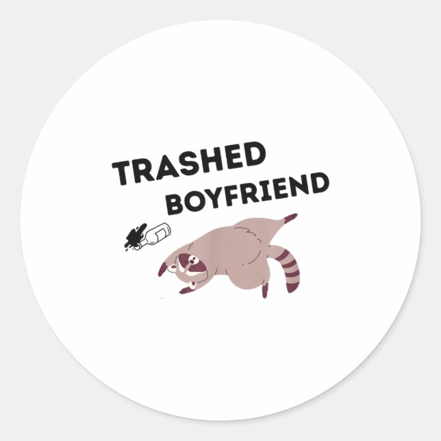 Trashed Boyfriend, Funny Trashed Panda Couples Pre Runder Aufkleber (Vorderseite)