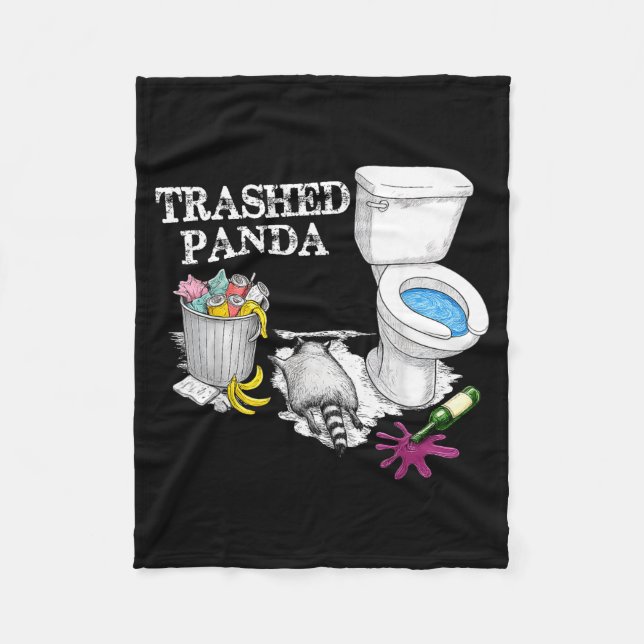 Trashed Panda Drunk Racoon Party Animal Meme Funny Fleecedecke (Vorderseite)