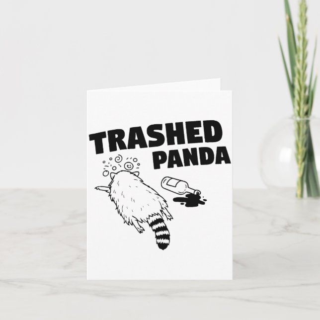Trashed Panda, Funny Drunk Raccoon, Funny Trash Pa Karte (Vorderseite)