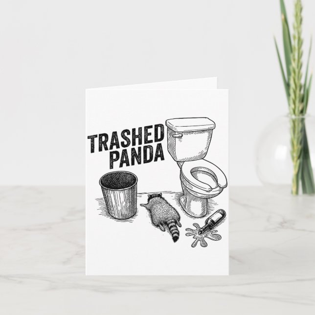 Trashed Panda, Funny Drunk Raccoon, Trash Panda Hu Karte (Vorderseite)