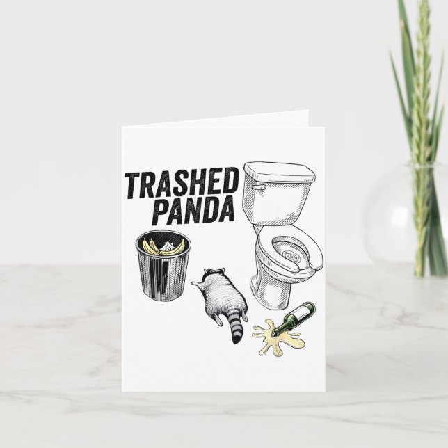 Trashed Panda, Funny Drunk Raccoon, Trash Panda Hu Karte (Vorderseite)