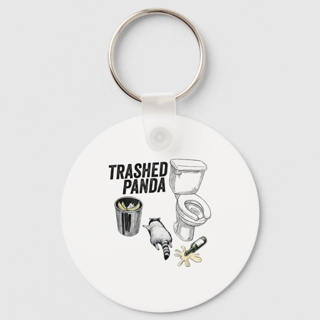 Trashed Panda, Funny Drunk Raccoon, Trash Panda Hu Schlüsselanhänger (Vorderseite)