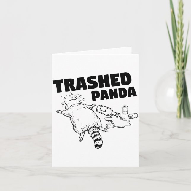 Trashed Panda Funny Drunk Racoon  Karte (Vorderseite)