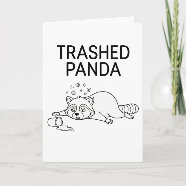 Trashed Panda Funny Drunk Racoon Karte (Vorderseite)