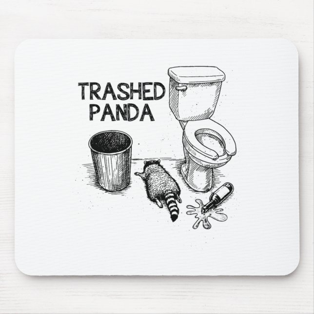 Trashed Panda Funny Drunk Racoon  Mousepad (Vorne)