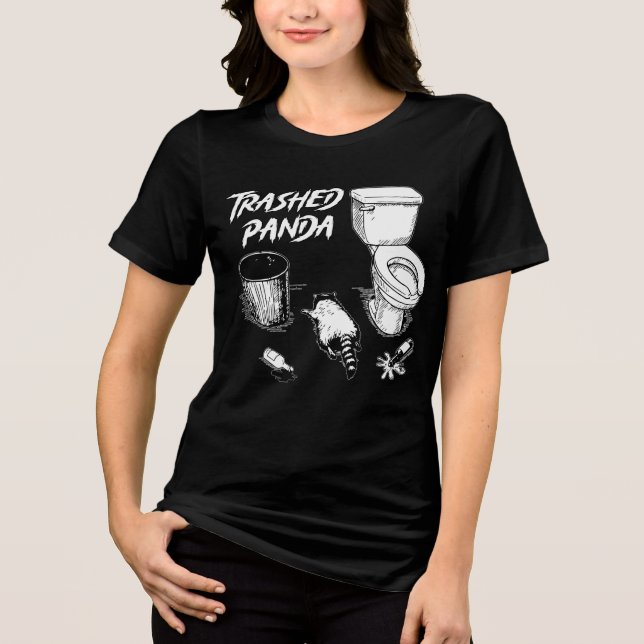 Trashed Panda Funny Drunk Racoon Tri-Blend Shirt (Vorderseite)