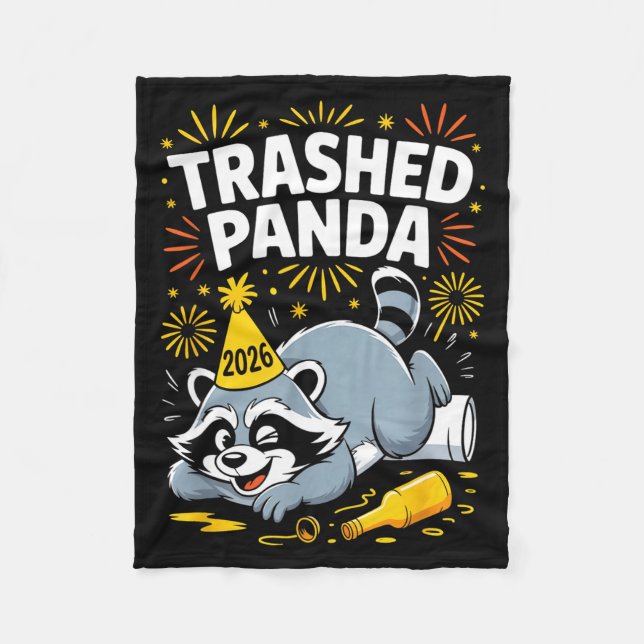 Trashed Panda New Year 2026 Funny Raccoon Design  Fleecedecke (Vorderseite)