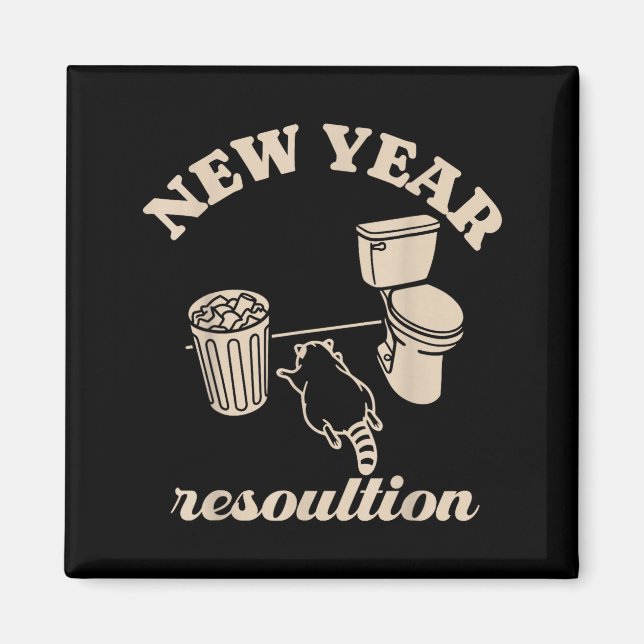 Trashed Panda New Year Resolution Funny Drunk Racc Magnet (Vorne)