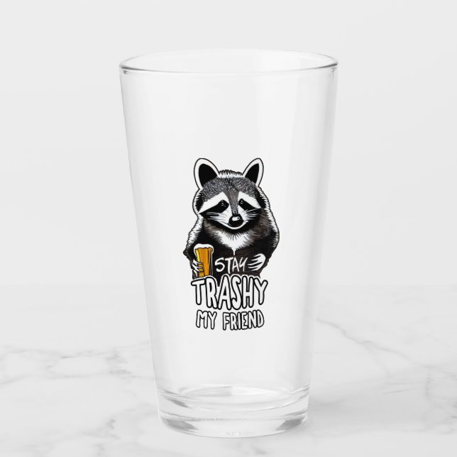 Trashy My Friend Raccoon bleibe Glas (Vorderseite)