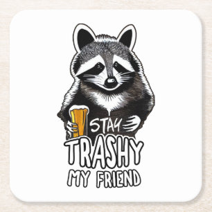 Trashy My Friend Raccoon bleibe Rechteckiger Pappuntersetzer