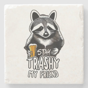 Trashy My Friend Raccoon bleibe Steinuntersetzer