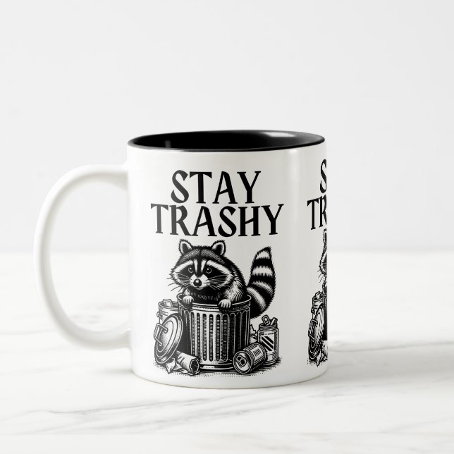 Trashy Raccoon bleibe Zweifarbige Tasse (Links)