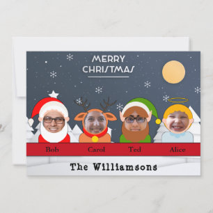 Trasse. Family as Santa Reindeer Elf Angel Foto Feiertagskarte