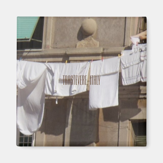 Trastevere, Italien, Clothesline, braunes Magnet (Vorne)