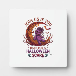 Trau dich Halloween Angst Lila Voodoo-Puppe Halbmo Fotoplatte