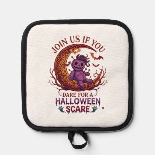 Trau dich Halloween-Schreckenslila-Voodoo-Puppe-Mo Topflappen