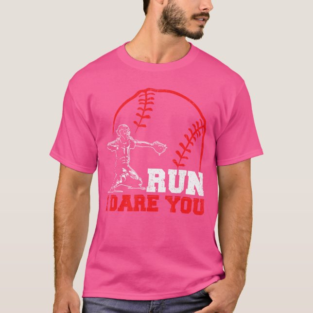 Trau dich, ich fordere dich heraus, lustiger Baseb T-Shirt (Vorderseite)