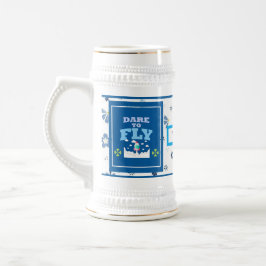 Trau dich zu Fliegen Tasse – Blaues florales Inspi