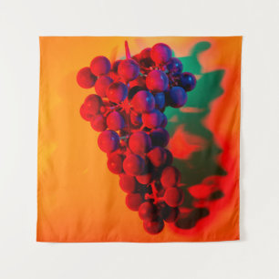 Traube aus blauen Trauben in orangefarbenem Neonli Wandteppich