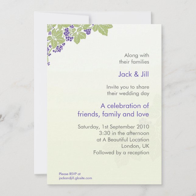 Trauben-12x18 Einladung (Vorderseite)