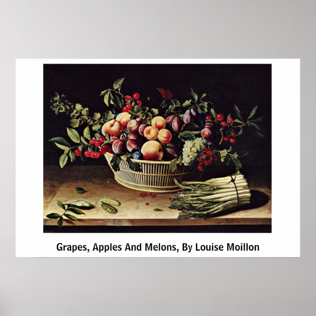 Trauben, Äpfel und Melonen von Louise Moillon Poster (Vorne)