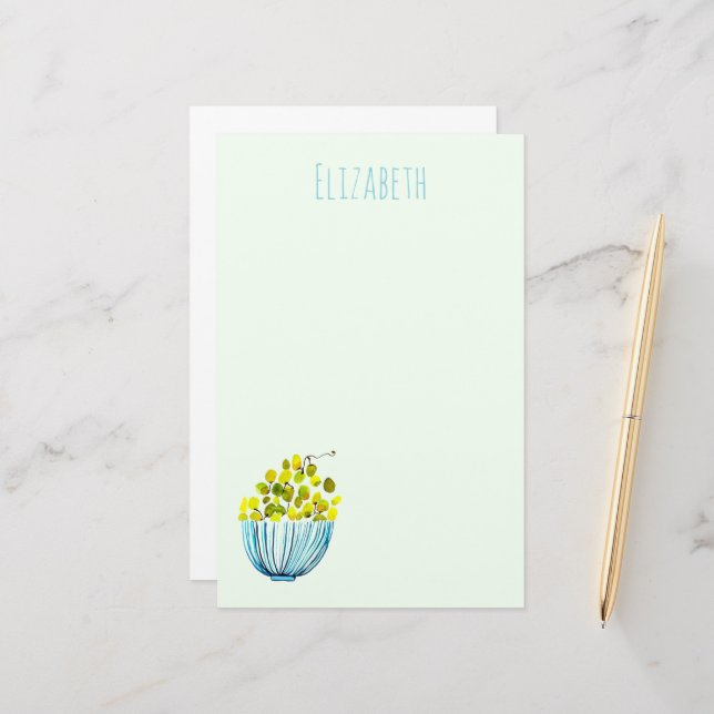 Trauben Aquarellfrucht Briefpapier (Vorderseite/Rückseite Beispiel)