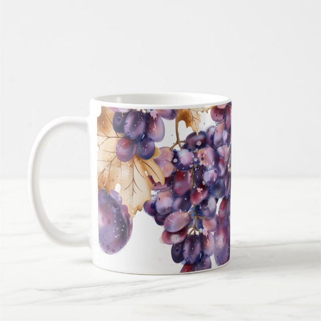 Trauben-Aquarellkarte Kaffeetasse (Links)