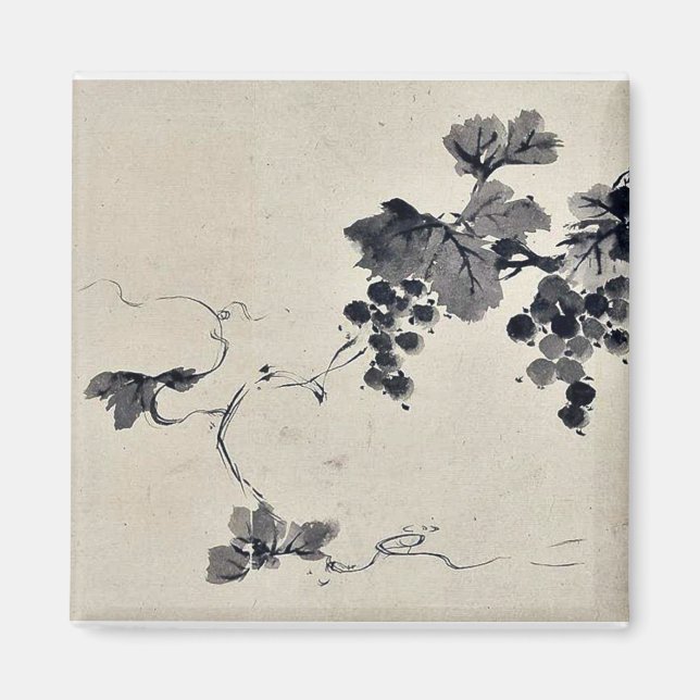 Trauben auf einem Wein Ukiyo-e. Magnet (Vorne)