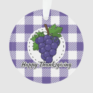 Trauben auf Kariertem Violett - Glückliches Ernted Ornament