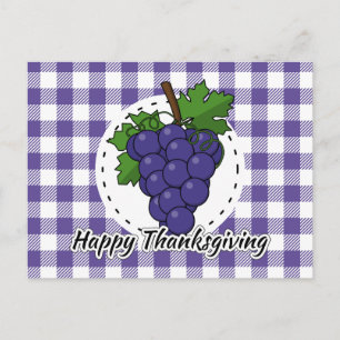 Trauben auf Kariertem Violett - Glückliches Ernted Postkarte