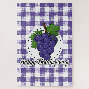 Trauben auf Kariertem Violett - Glückliches Ernted Puzzle