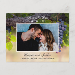 Trauben auf Rebflächen Foto Save the Date Karte