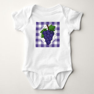 Trauben auf weißem violettem Karomuster Baby Strampler