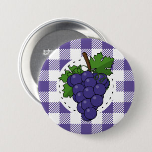 Trauben auf weißem violettem Karomuster Button