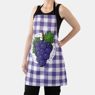 Trauben auf weißem violettem Karomuster Schürze