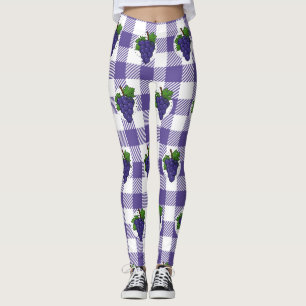 Trauben auf Weißviolett Kariert Leggings